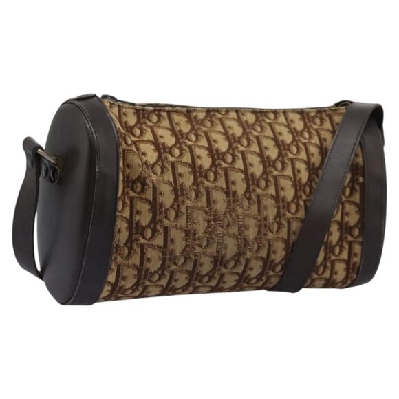 Christian Dior Trotter Canvas Shoulder Bag Beige Brown gold Auth - Picture 2 of 16